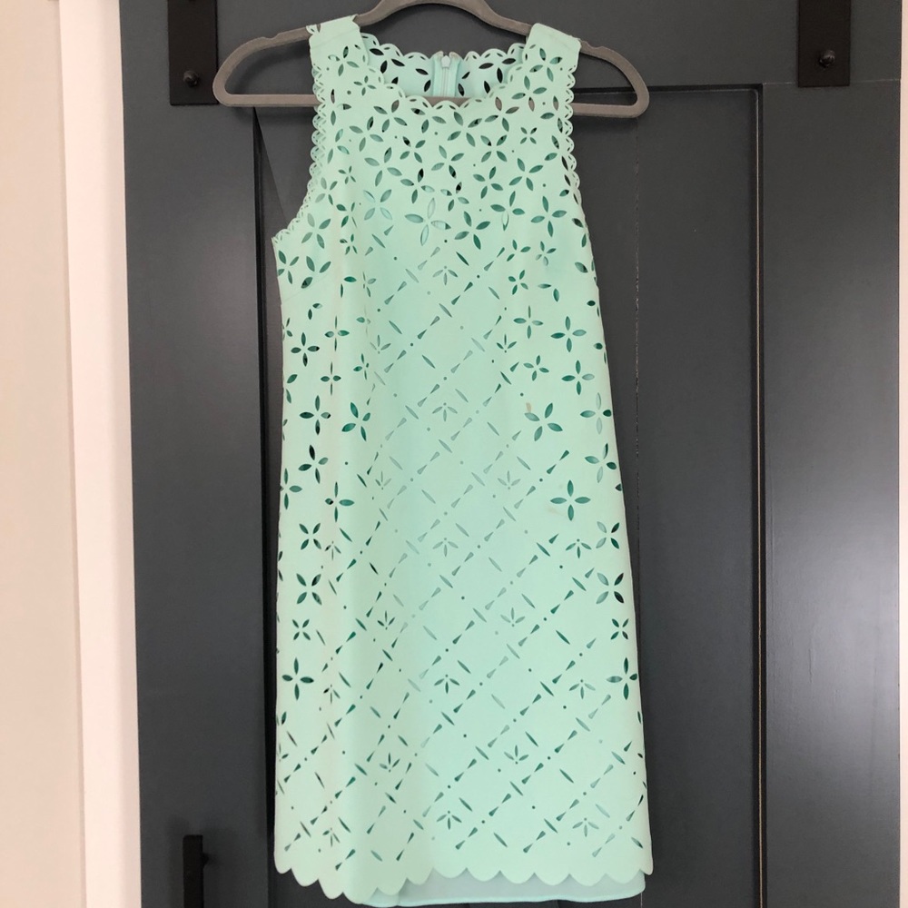 J.crew scalloped teal dress